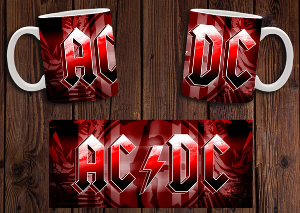 Чашка біла керамічна "AC/DC" рок група АС ДС ABC, фото 1