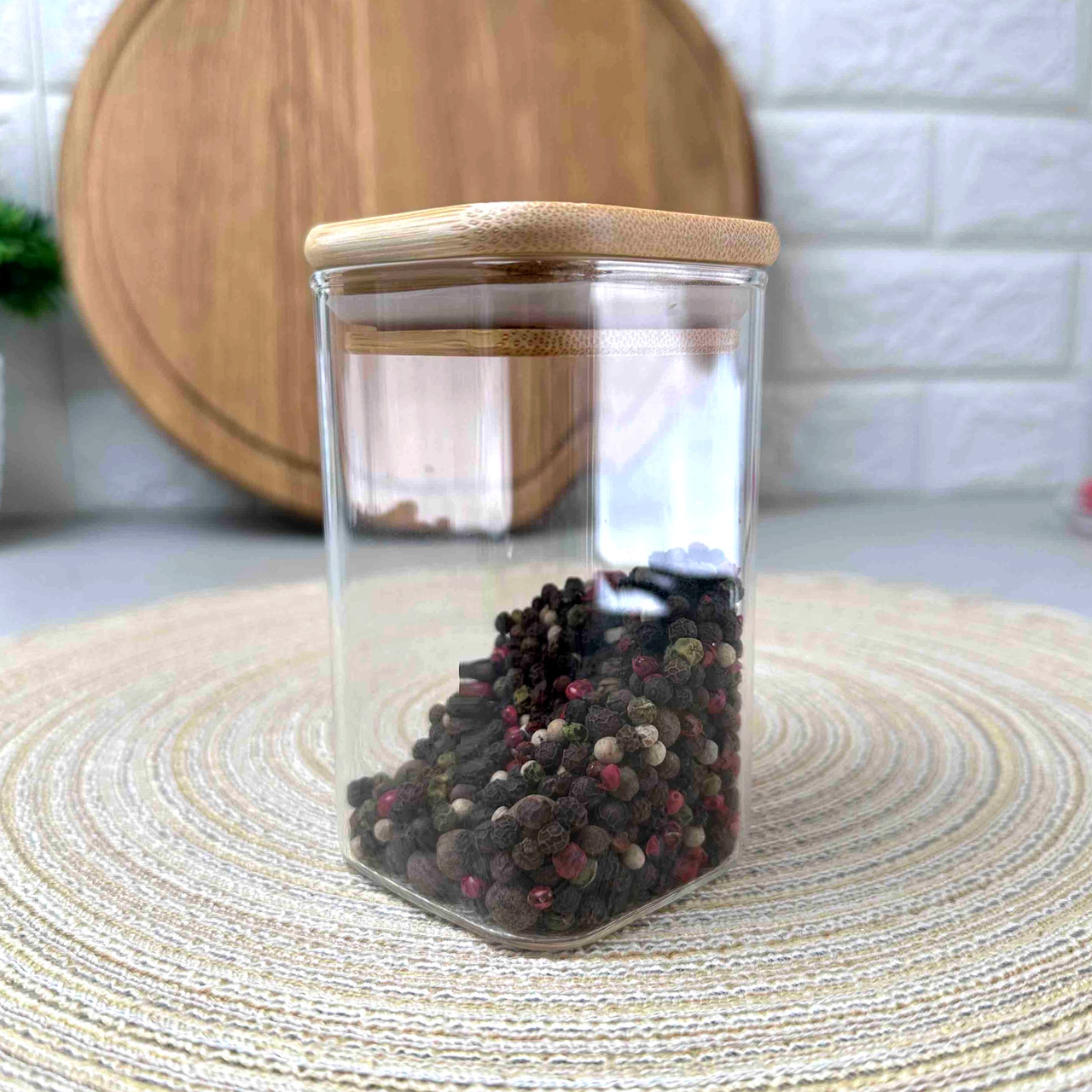 Квадратна скляна банка для спецій 300 мл