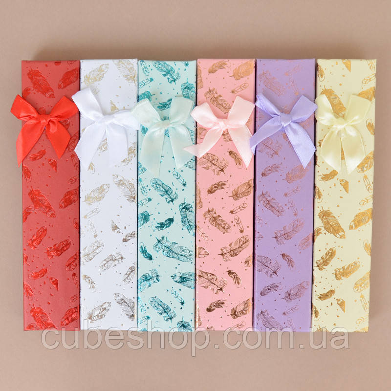 Коробочка подарункова для ланцюжка або браслета Пір'я 21х4х2,5см