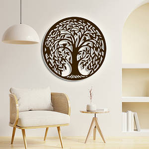 Панно 3D декоративне з об'ємом 15 мм для стін, Дерево 40 х 40 см коричневе