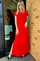 Женское длинное платье в красном цвете. Размер 44-46, 48-50, 52-54, 56-58