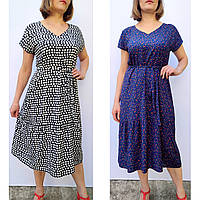 Літні сукні жіночі 50,52,54,56,58,60,62,64 великих розмірів зі штапелю