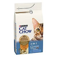 Cat Chow Feline 3 в 1 1,5 кг-корм для кішок з індичкою (формула потрійної дії)