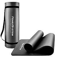 Коврик для йоги и фитнеса Power System PS-4017 NBR Fitness Yoga Mat Plus Black (180х61х1)