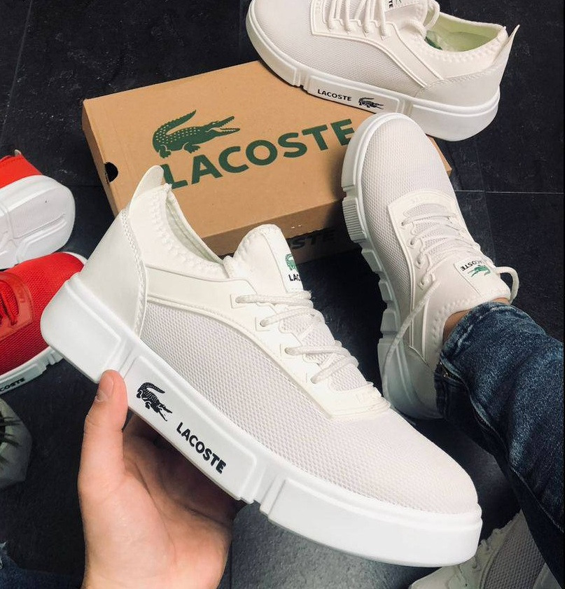 Кеди Lacoste чоловічі літні кросівки в сітку легкі весна-літо чорні з білого Туреччини. Живе фото