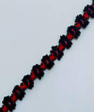Мереживо велюр чорно червоне ширина 1см, фото 2