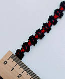 Мереживо велюр чорно червоне ширина 1см, фото 3