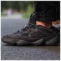 Мужские / женские кроссовки Adidas Yeezy Boost 500 Utility Black черные замшевые кроссовки адидас изи буст 500