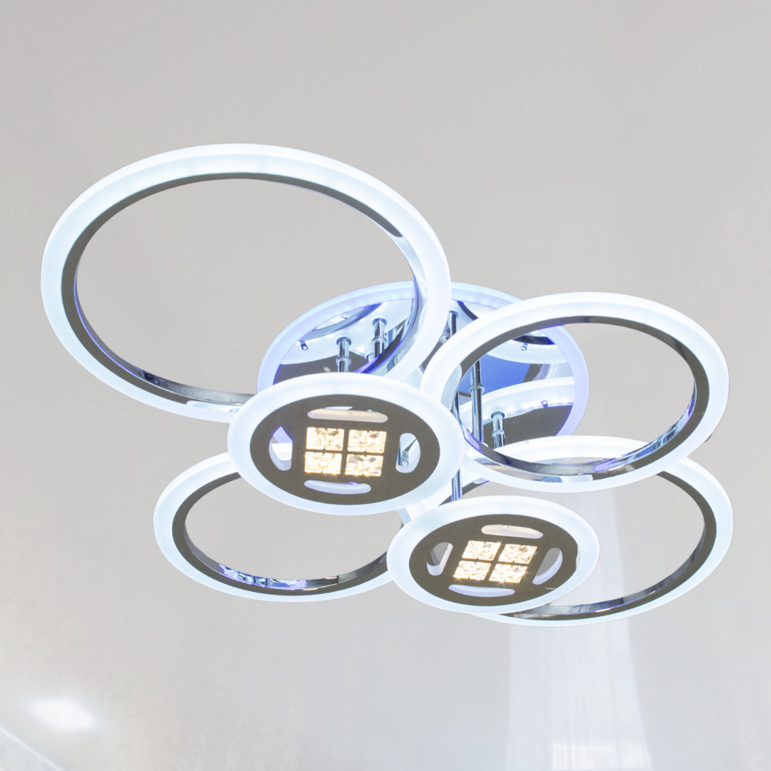 Люстра світлодіодна з пультом керування та підсвіткою Diasha 150W до 25 м² колір Хром AD8200/6HR 3color