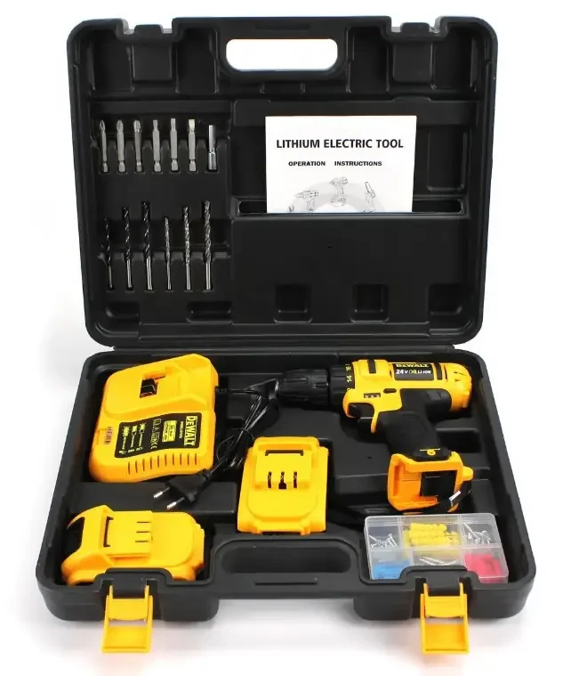 Акумуляторний шурупокрут DeWALT ID7000 (24V, 5AH) з набором біт і свердел. АКБ шурупокрут Деволт