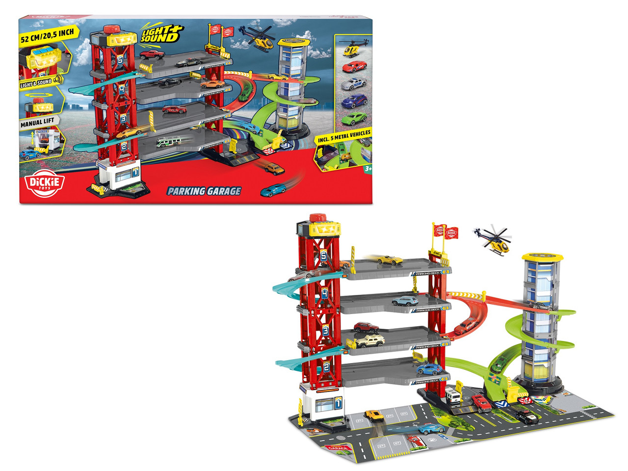 Ігровий набір Паркінг Dickie Toys 4 поверхи, ліфт, 4 авто та гелікоптер (3339000)
