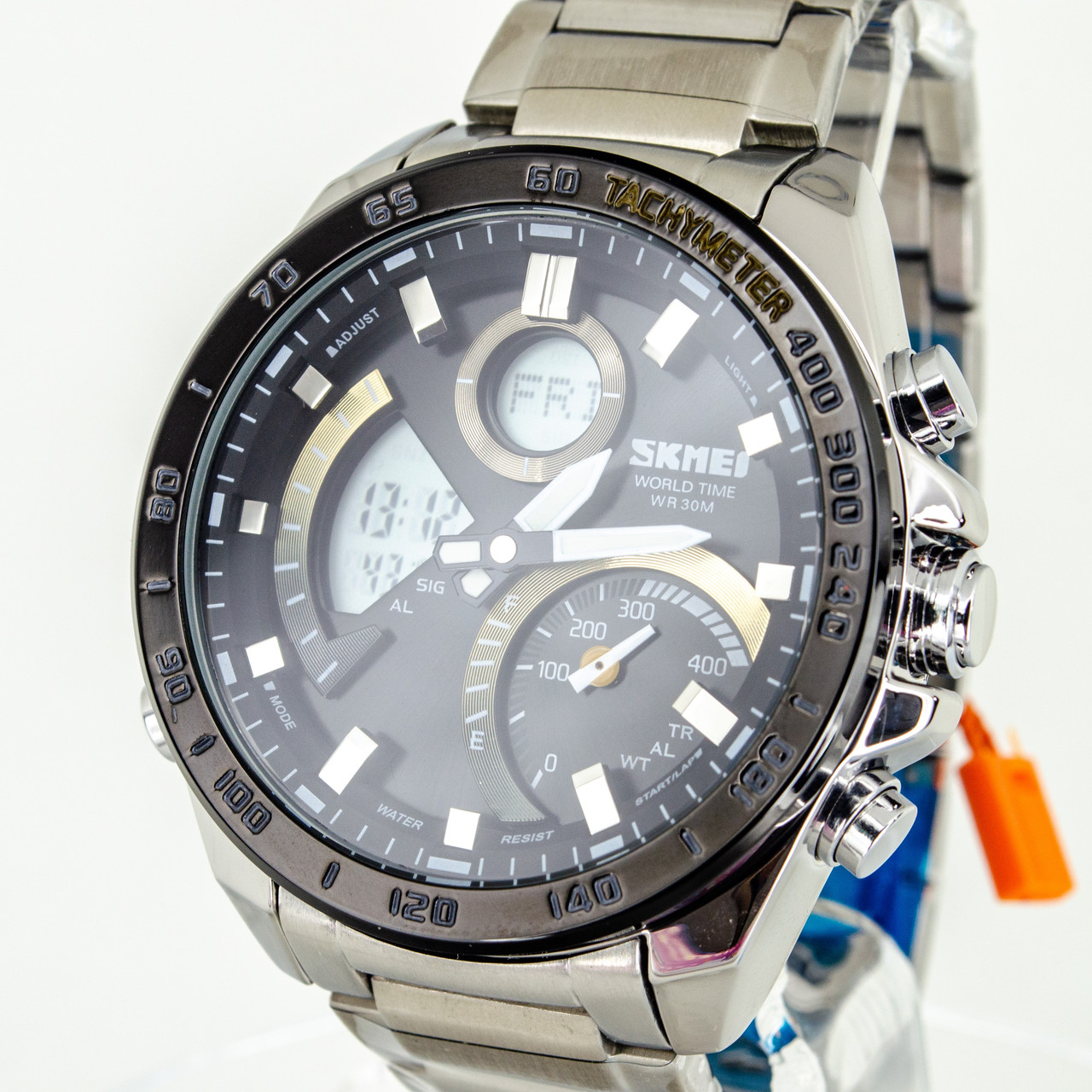 Чоловічий кварцевий наручний стрілочний годинник з хронографом Skmei WQ010. Металевий браслет.