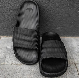 Чоловічі шльопанці Adidas adilette 22 slides Black капці Адідас чорні сланці тапки тапочки літні