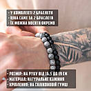 Браслет чоловічий з натурального каменю NEPTUNE RR чорний комплект TB, фото 3