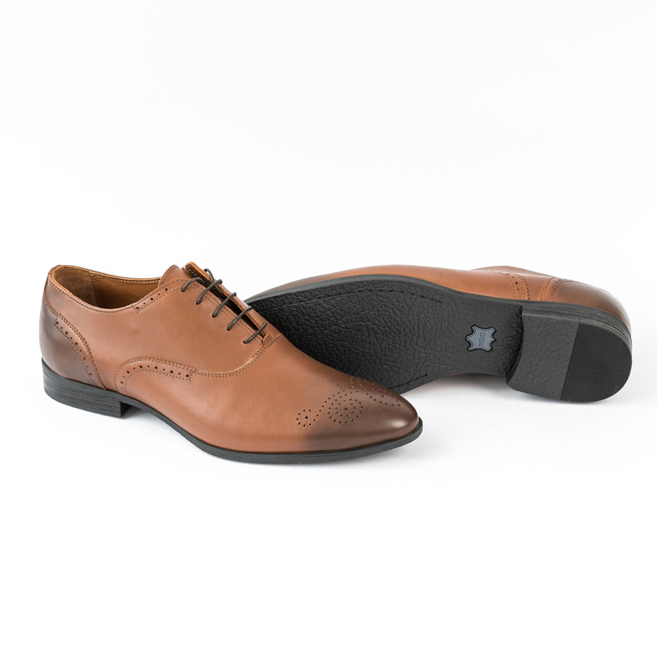 Світлі чоловічі туфлі з натуральної шкіри, фото 1