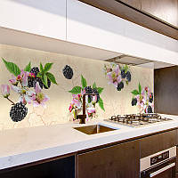 Скинали на кухню Zatarga «Ежевика синие ягоды» 600х2000 мм виниловая 3Д наклейка кухонный фартук самоклеящаяся