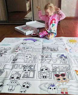 Розмальовка Лол / Lol, Мега велика розмальовка, набір з фломастерами, 120х150 см  1