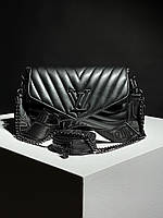 Женская сумка Луи Витон черная женская сумочка Louis Vuitton Wave Total Black через плечо модна маленька сумка