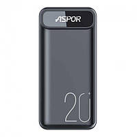 Power Bank Aspor A396 PD 20000mAh (22.5W/PD USB-C laptops fast charging)- чорний