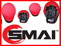 Профессиональные боксерские лапы перчатки Smai для бокса и единоборств гнутые кожзам тренировочные