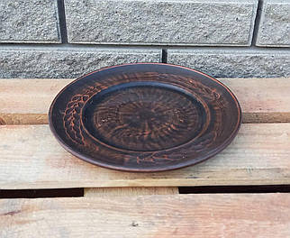 Тарілка керамічна гончарна з червоної глини 21 см