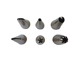 Набір кондитерських насадок для крему та прикраси тортів з нержавіючої сталі 6 штук D 1,9 cm H 3,5 cm