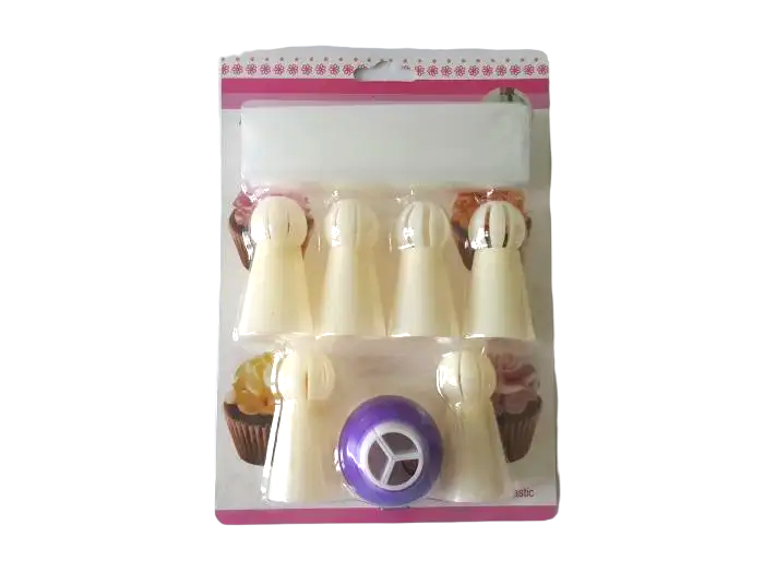 Набор кондитерских насадок для крема и капкейков пластиковые 6 шт Сфера с переходником и мешком