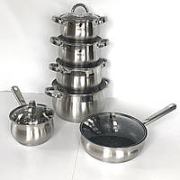 Набір каструль Benson з нержавіючої сталі 12 предметів