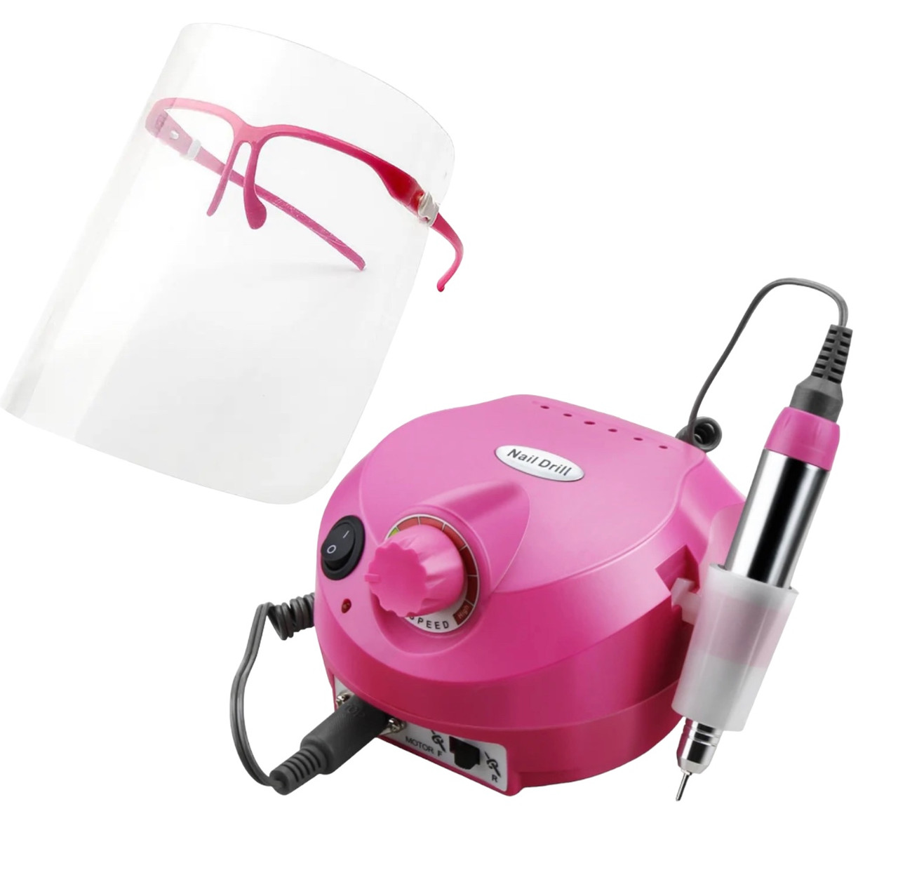 Фрезер для манікюра ZS-601 рожевий + окуляри - екран