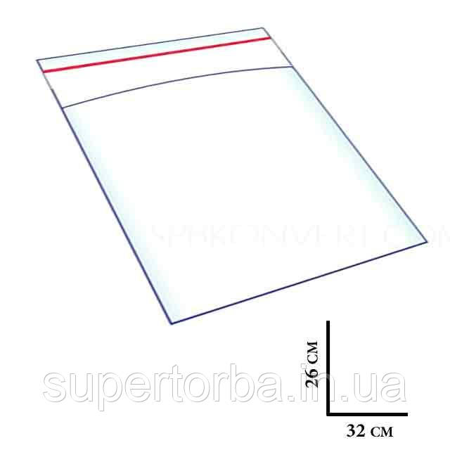 Пакет поліпропіленовий із липким краєм розмір 32х26+4 щільність 25 мкр 1000 шт/уп., фото 1