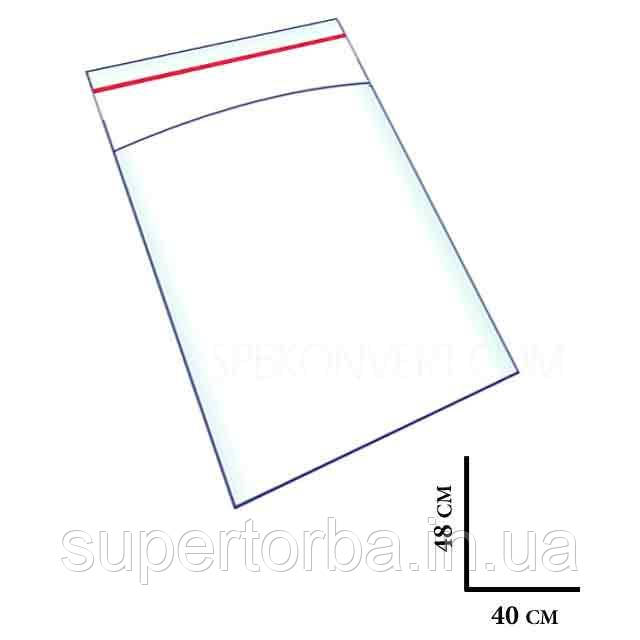 Прозорий пакет з/п з липким краєм розмір 40х48+4 щільність 25 мкр 1000 шт/уп., фото 1