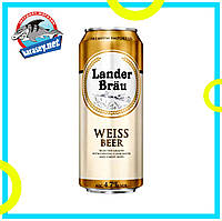 Пиво Lander Bräu Weissbeer світле нефільтроване 500мл ж/б