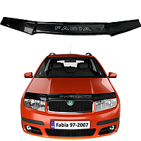 Дефлектор капота мухобойка на Skoda Fabia I (6Y) хетчбек / универсал 1999-2007 евро крепеж AV-Tuning