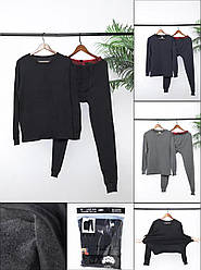 Чоловіча термобілизна з мікроначосом кофта та штани чорний Марка «CASTOM» Арт.997