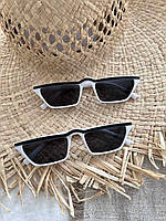 Узкие солнцезащитные очки. Белый цвет с черной полоской