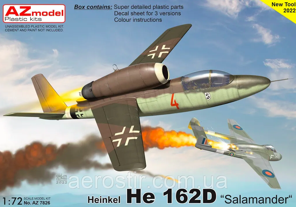 Heinkel He 162D Salamander 1/72 AZ Model 7826, фото 1