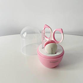 Дитячий гігієнічний набір 3 предмети ножиці + пилка + кусачки у футлярі Baby Ono Mumlove Рожевий