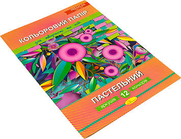 Папір кольор. А4 12арк. "Пастельний" Преміум №КПП-А4-12/Апельсин/(25)