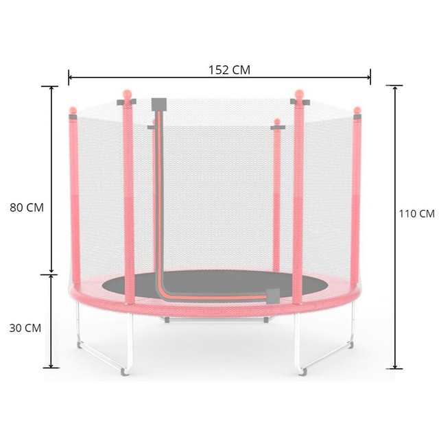 Батут Atleto 152 см з сіткою червоний