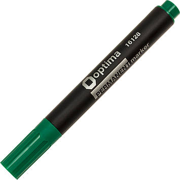 Маркер "Optima" №O16128 Permanent,2-3мм,зелений(10)