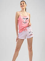 Женская розовая хлопковая пижама ( майка + шорты) М, L Vienneta Secret Турция