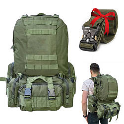 Рюкзак тактичний 55 л, (55х40х25см), B08, з підсумками + Подарунок Ремінь Tactical Belt 145 см