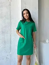Лляна сукня з коротким рукавом та кишенями на літо, фото 4