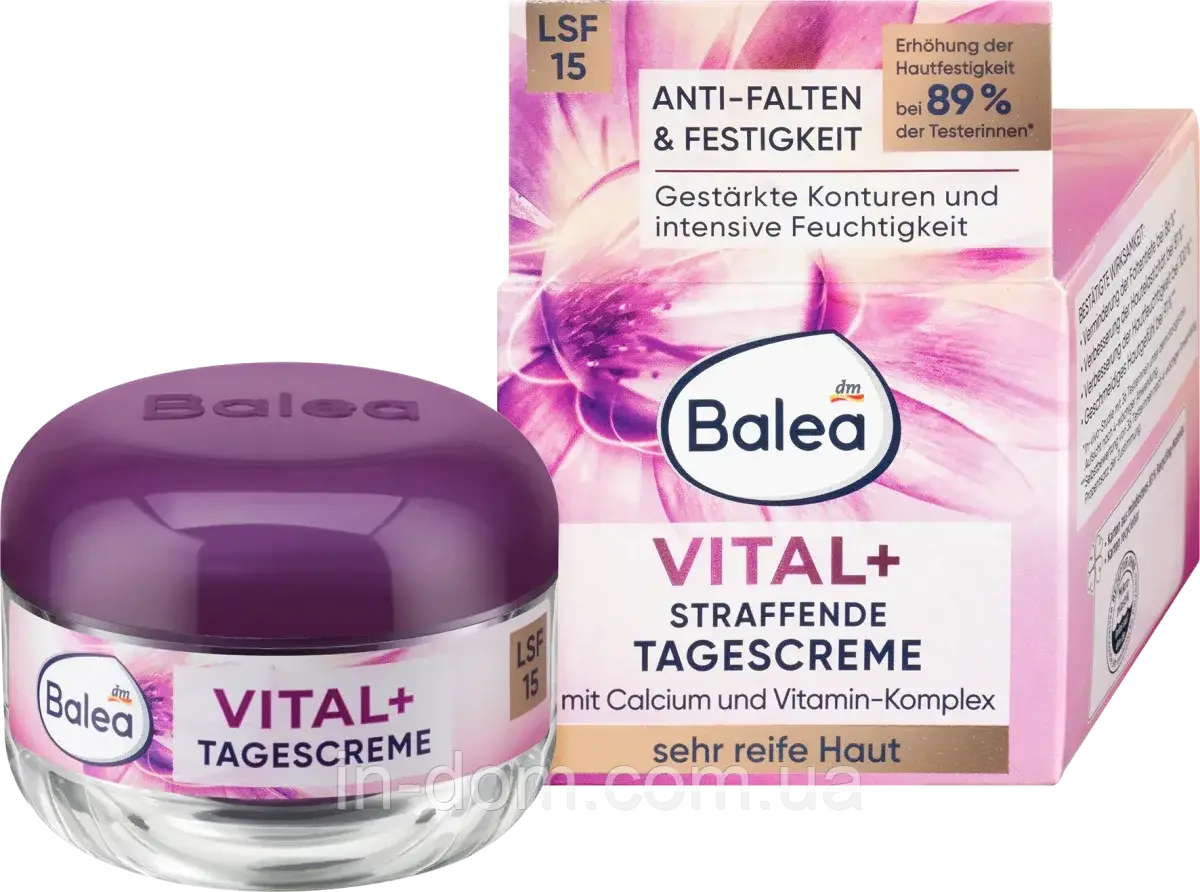 Balea Vital+ Straffende Tagescreme LSF15 Дневной крем c кальцием для очень зрелой кожи лица 50+ 50 мл - фото 1 - id-p905136334