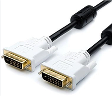 Кабель DVI 3м, Atcom single link 24/24pin, з 2 феритовими кільцями, колір black