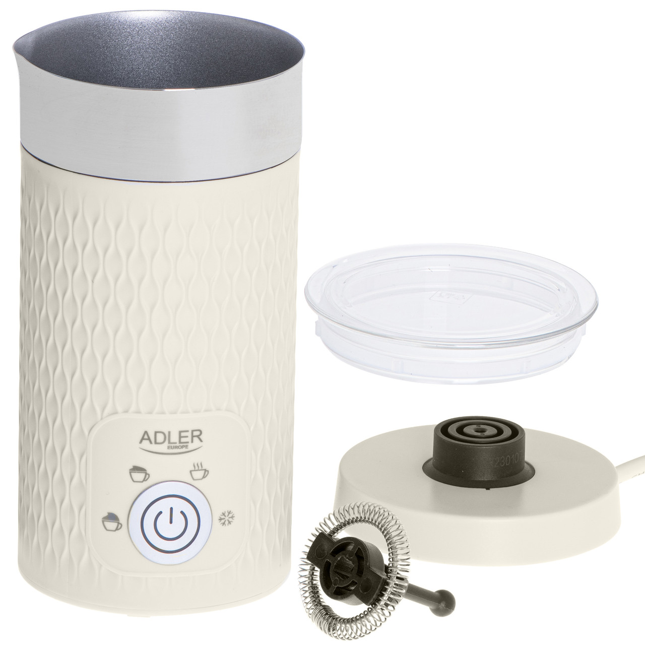 Спінювач молока Adler AD 4495 - 4 в 1, 500 Вт, 130 мл піни, 300 мл підігріву, бежевий, фото 1