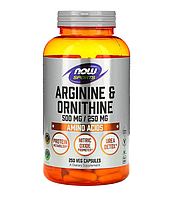 Аргинин Орнитин Now Foods (Arginine Ornithine) 500 мг/250 мг 250 капсул