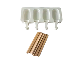 Форма силіконова для морозива Ескімо та євродесертів з паличками у наборі 4 штуки 21*12 cm / 7*4 cm H 1,5 cm