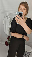 Турецкая белая/черная футболка женская с узором из страз, летняя женская футболка модная