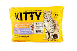 Вологий корм для кішок Kitty 4×100 г (курка та ягня), Польща